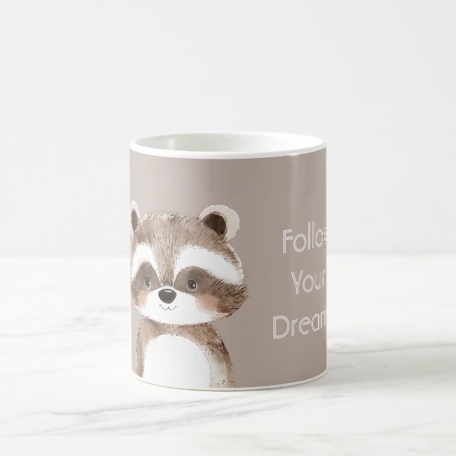 Caneca De Café Guaxinim Segue Seus Sonhos (Centro)