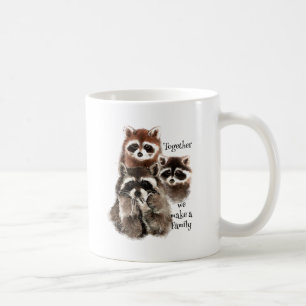 Caneca De Café Guaxinins da aguarela junto nós fazemos a famíli