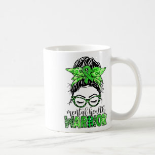 Caneca De Café Guerreira da Saúde Mensagem Bun Mulher Neurodivers