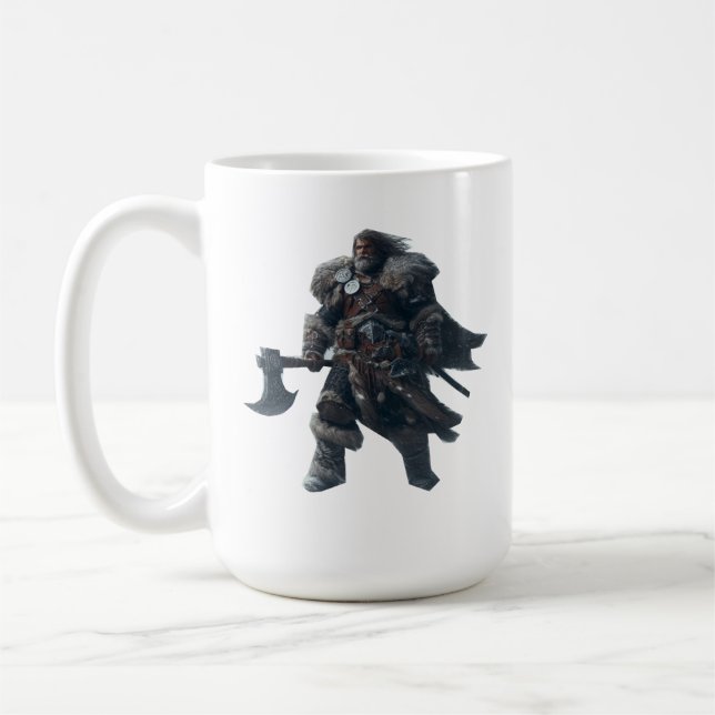 Caneca De Café Guerreiro bárbaro feroz com Ax antigo (Esquerda)