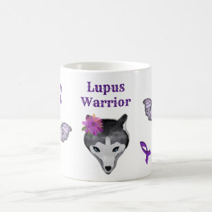 Caneca De Café Guerreiro do Lúpus Lobo Fita Roxa Borboleta
