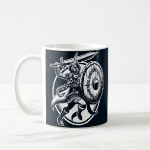 Caneca De Café Guerreiro feroz Valkyrie - Arte da Linha Norse Myt