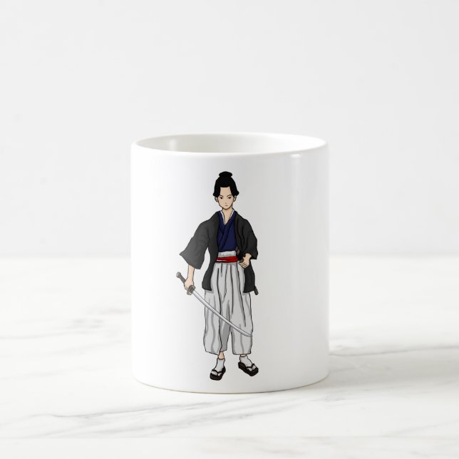 Caneca De Café Guerreiro japonês do samurai com espada de Katana (Centro)