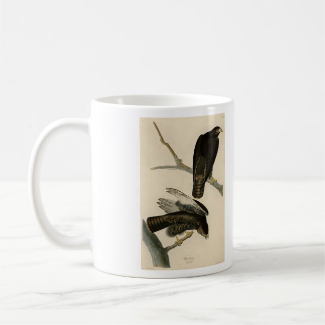 Caneca De Café Guerreiro Negro (Falcão de cauda vermelha) de Aves (Esquerda)