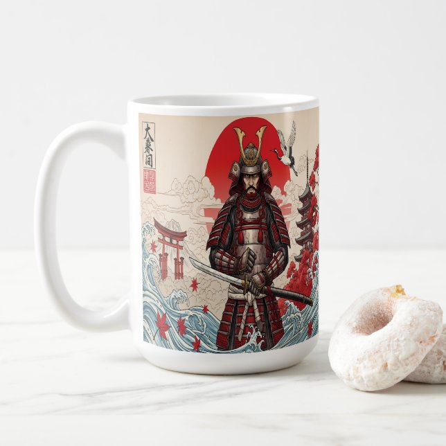 Caneca De Café Guerreiro Samurai Japonês  (Com Donut)