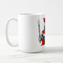 Caneca De Café guerreiro segurando espada e escudo pronto para a