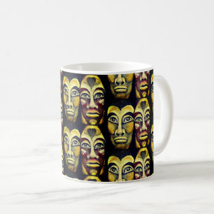 Caneca De Café Guerreiros Maias - design do surrealismo pintado