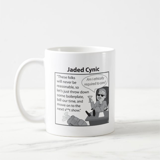 Caneca De Café Guia de Campo para Advogados: Jaded Cynic Mug (Esquerda)