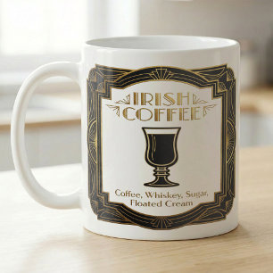 Caneca De Café Guia de Receita Irlandesa de Café Etiqueta Vintage