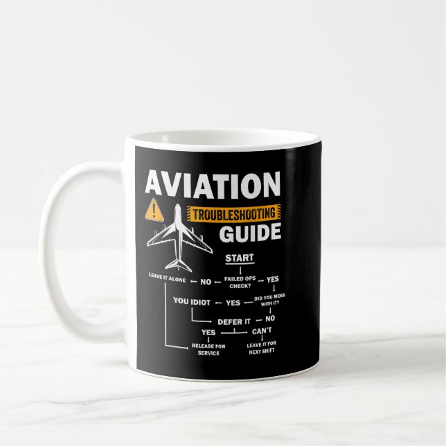 Caneca De Café Guia de Solução de Problemas de Aviação Funny para (Esquerda)