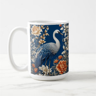 Caneca De Café guindaste azul elegante William Morris inspirado