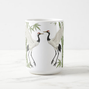 Caneca De Café Guindastes Japoneses de Coroa Vermelha Embroidered