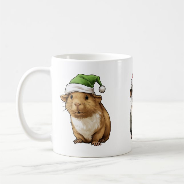 Caneca De Café Guiné Pig Cute em Papais noeis de Natal (Esquerda)
