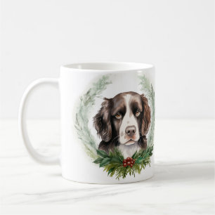 Caneca De Café Guirlanda de Natal do Springer spaniel Pupila Fest