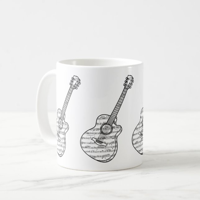 Caneca De Café Guitar and Music Notes (Frente Esquerda)