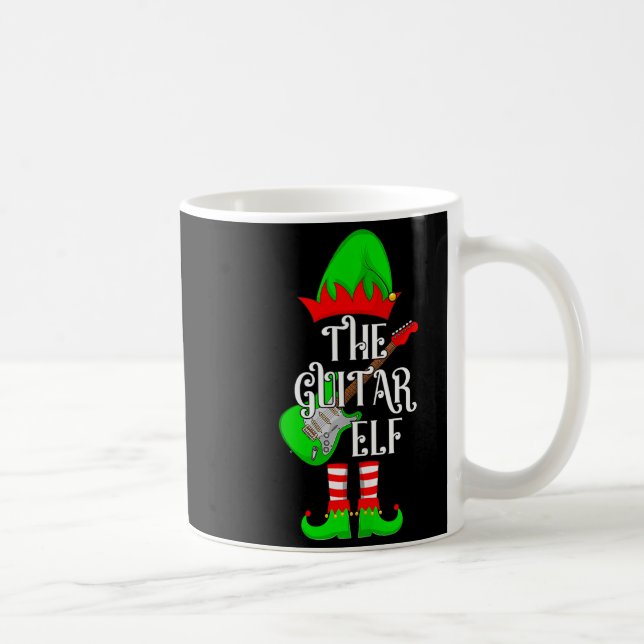 Caneca De Café Guitar Elf Christmas Pajamas Matching Family Elf S (Direita)