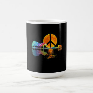 Caneca De Café Guitar-lago Shadow Peace Love Guitar Hippie