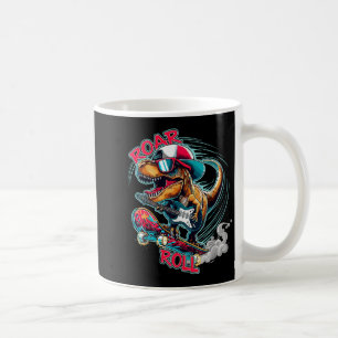 Caneca De Café Guitar Skater T-rex Rugido Rolante Dinossauro Para