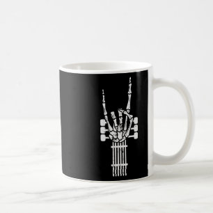 Caneca De Café Guitar Skeleton Rock N Roll Rocker Sinal Punk Hall