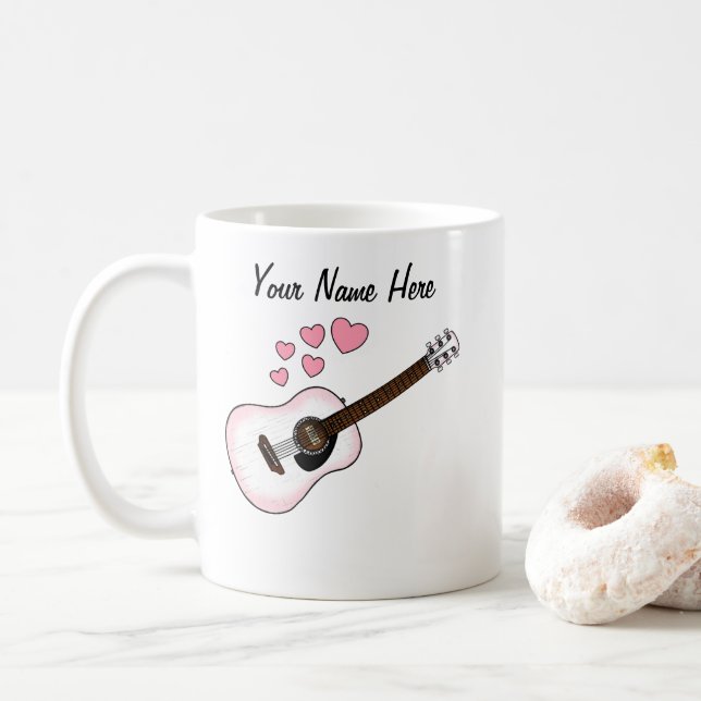 Caneca De Café Guitarista de Casamento Personalizado de Violão Ac (Com Donut)