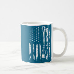 Caneca De Café Guitarra Acústica Bandeira dos EUA Retro Danificad