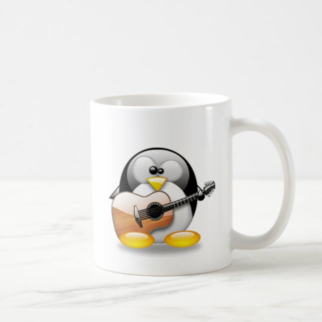Caneca De Café Guitarra acústica Tux (Linux Tux) (Direita)