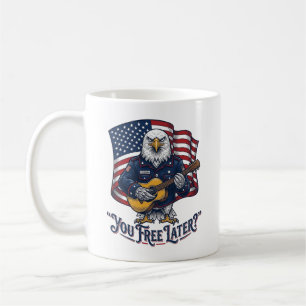 Caneca De Café Guitarra Águia Patriótica Vintage
