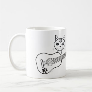Caneca De Café Guitarra de Gato Fofo - Gatito Guitarrista