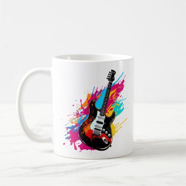 Caneca De Café Guitarra Elétrica 90 em Estilo Negrito (Esquerda)