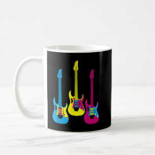 Caneca De Café Guitarra Elétrica Retro Multicolor CMYK Gráfico Pr