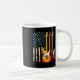 Caneca De Café Guitarra Elétrica Rock N Roll Retro Usa Bandeira A