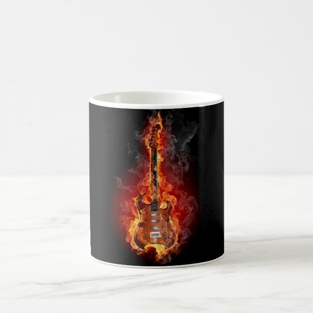 Caneca De Café Guitarra flamejante da rocha (Centro)