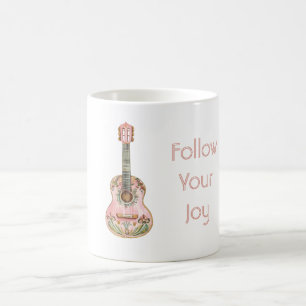 Caneca De Café Guitarra Rosa Siga Sua Alegria