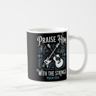 Caneca De Café Guitarrista Cristão Louvei-O Com As Cordas 