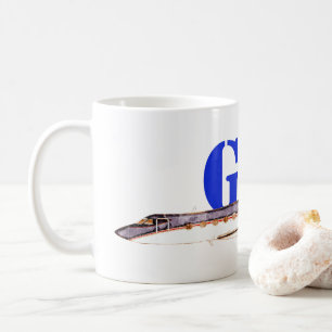 Caneca De Café Gulfstream GIV Jato Privado com Tipografia Negra