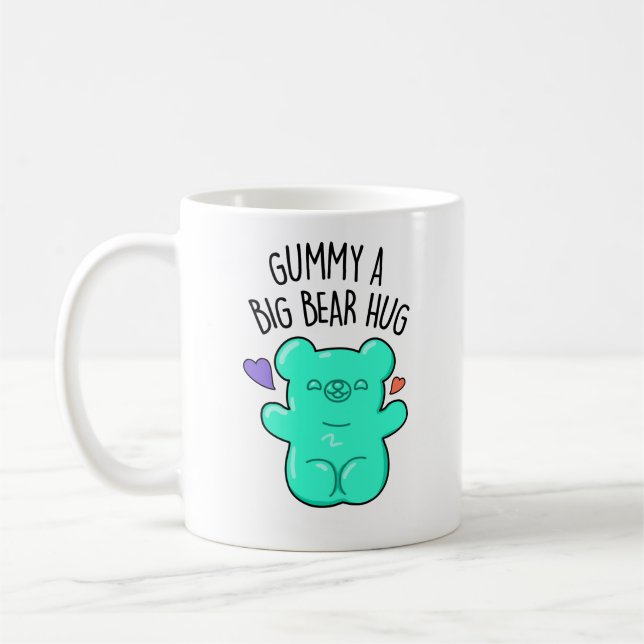 Caneca De Café Gummy Um Urso Grande Abraçando Doces Engraçados (Esquerda)