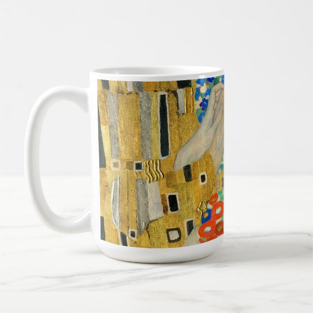Caneca De Café Gustav Klimt A Pintura Detalhada Do Beijo (Esquerda)