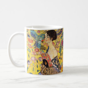 Caneca De Café Gustav Klimt Lady com ventilador