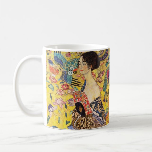 Caneca De Café Gustav Klimt Lady com ventilador (Esquerda)
