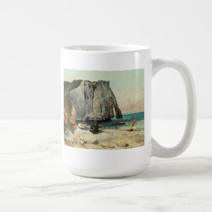 Caneca De Café Gustave Courbet os penhascos de Etretat, o porto