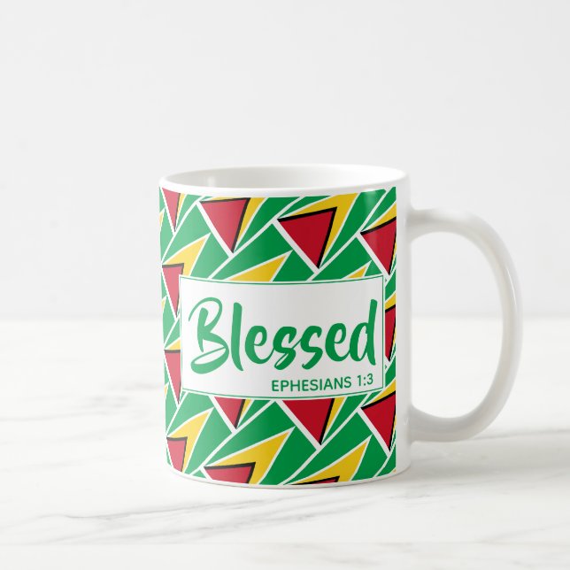 Caneca De Café GUYANA FLAG Abençoada Escritura Cristã Personaliza (Direita)