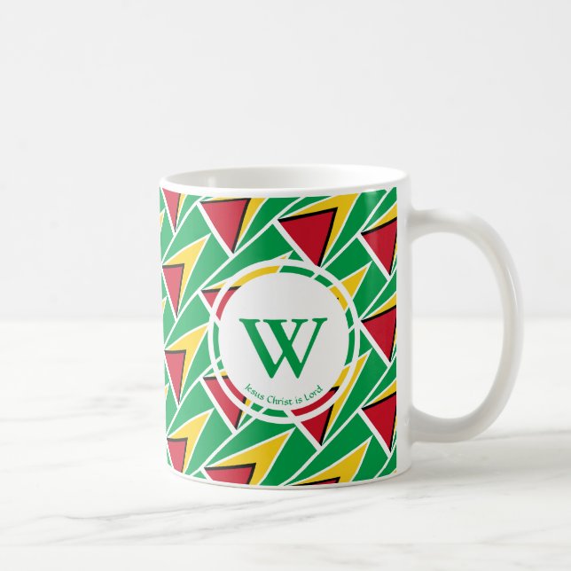 Caneca De Café GUYANA FLAG Na moda MONOGRAMA Personalizado Guyane (Direita)