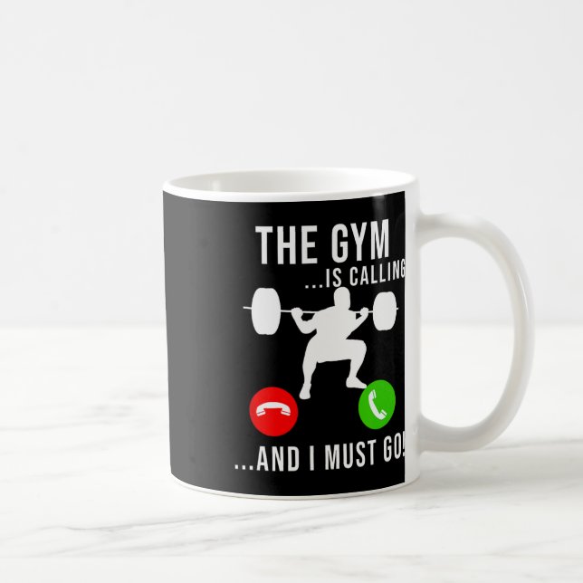 Caneca De Café Gym Is Calling Workout Fitness Bodybuilding Weight (Direita)