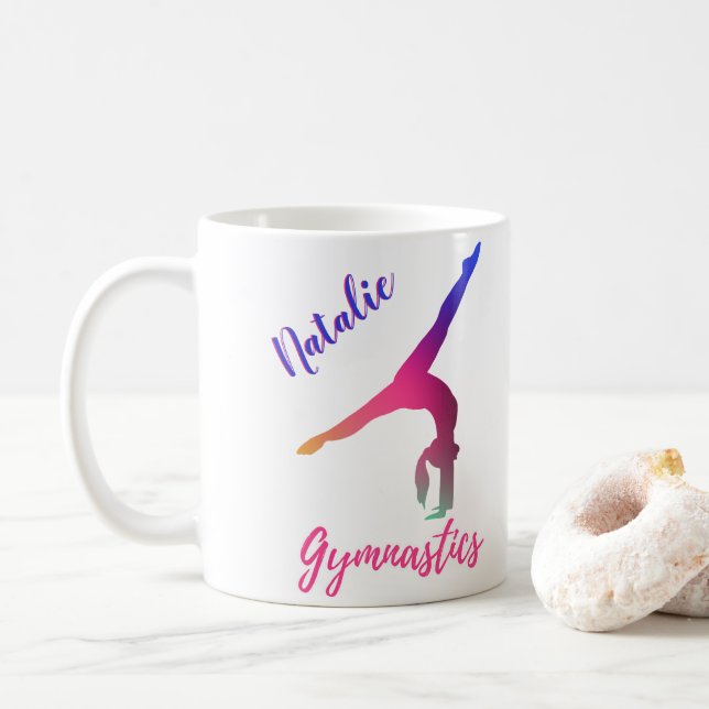 Caneca De Café Gymnastics Pink Pink Púrpura Personalizado (Com Donut)