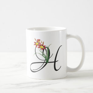 Caneca De Café H inicial, Vintage Harlequin Flower Coffee Mug