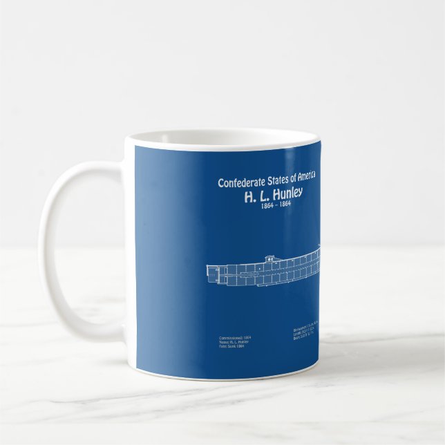 Caneca De Café H. L. Hunley - Ship Blueprint Plan ABD (Esquerda)