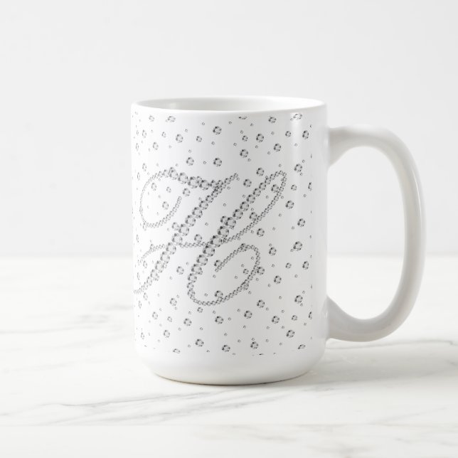 Caneca De Café H Monograma inicial Impressão de diamantes brancos (Direita)