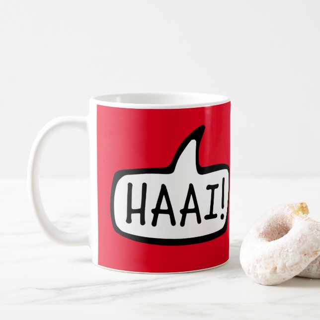 Caneca De Café HAAI! Olá, saudação informal em africânder (Com Donut)