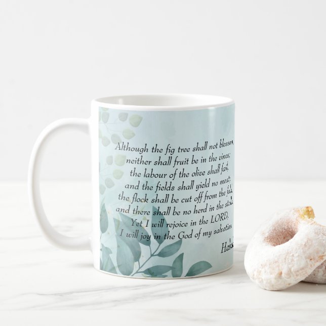 Caneca De Café Habakkuk 3:17,18 (Com Donut)