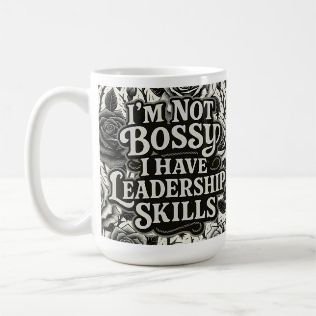 Caneca De Café Habilidades de Liderança Sass Design (Esquerda)